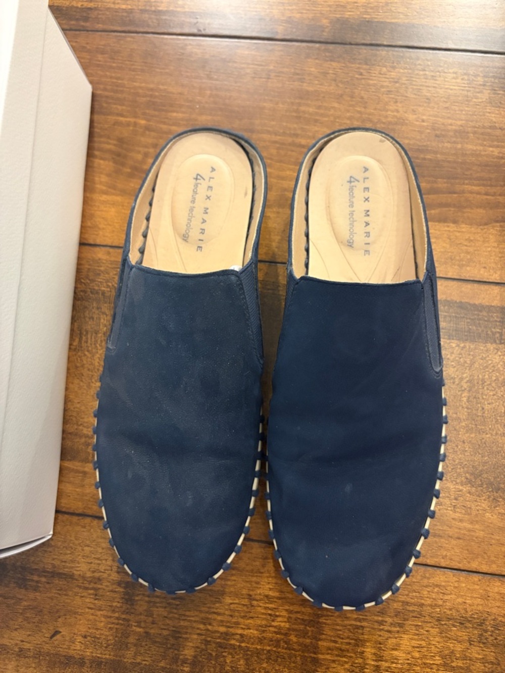 Alex Marie Navy Suede Slip-On mules